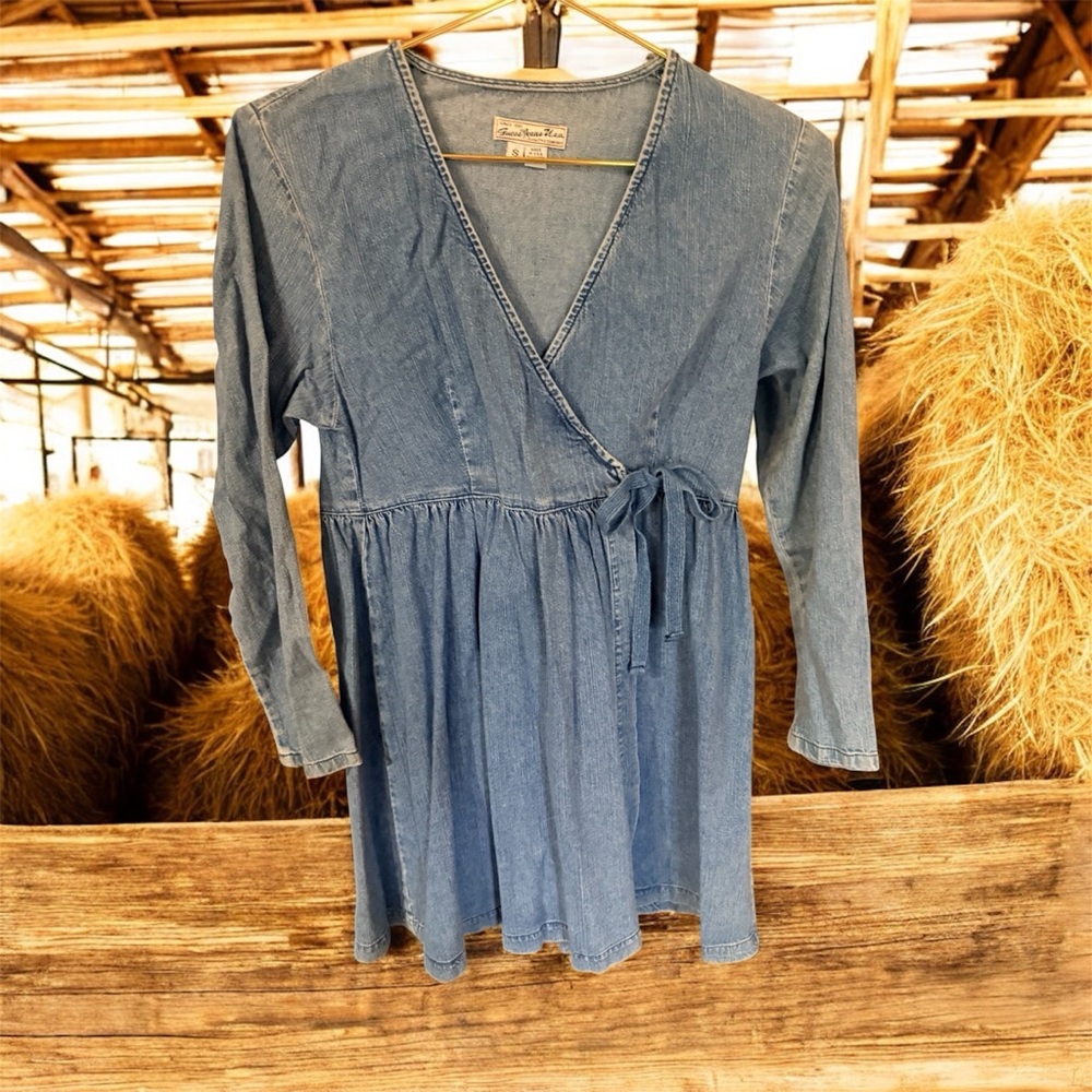 Vintage Guess USA Blue Denim Wrap Dress SZ. S EUC